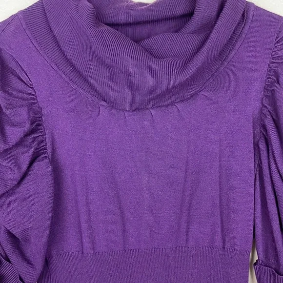 Derek Heart ❤️ eggplant purple cowl neck puffed sleeves top - Picture 2 of 8